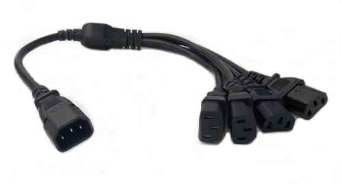 C14 Plug to 4xC13 Short Cable 0.75mm² 50cm